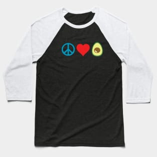 Peace, Love, Avocado Baseball T-Shirt